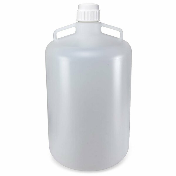 Globe Scientific Carboys, Round with Handles, LDPE, White PP Screwcap, 50 Liter, Molded Graduations 7250050